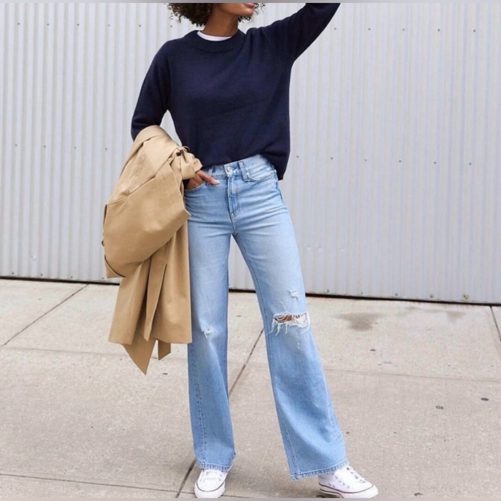 AYR Light Blue Wide-Leg Distressed Jeans - Picture 3 of 11
